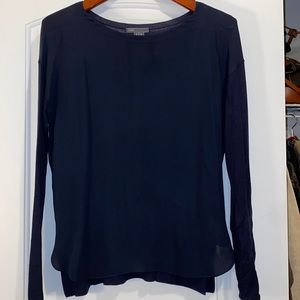 Navy silk and rayon Vince long sleeve sweater